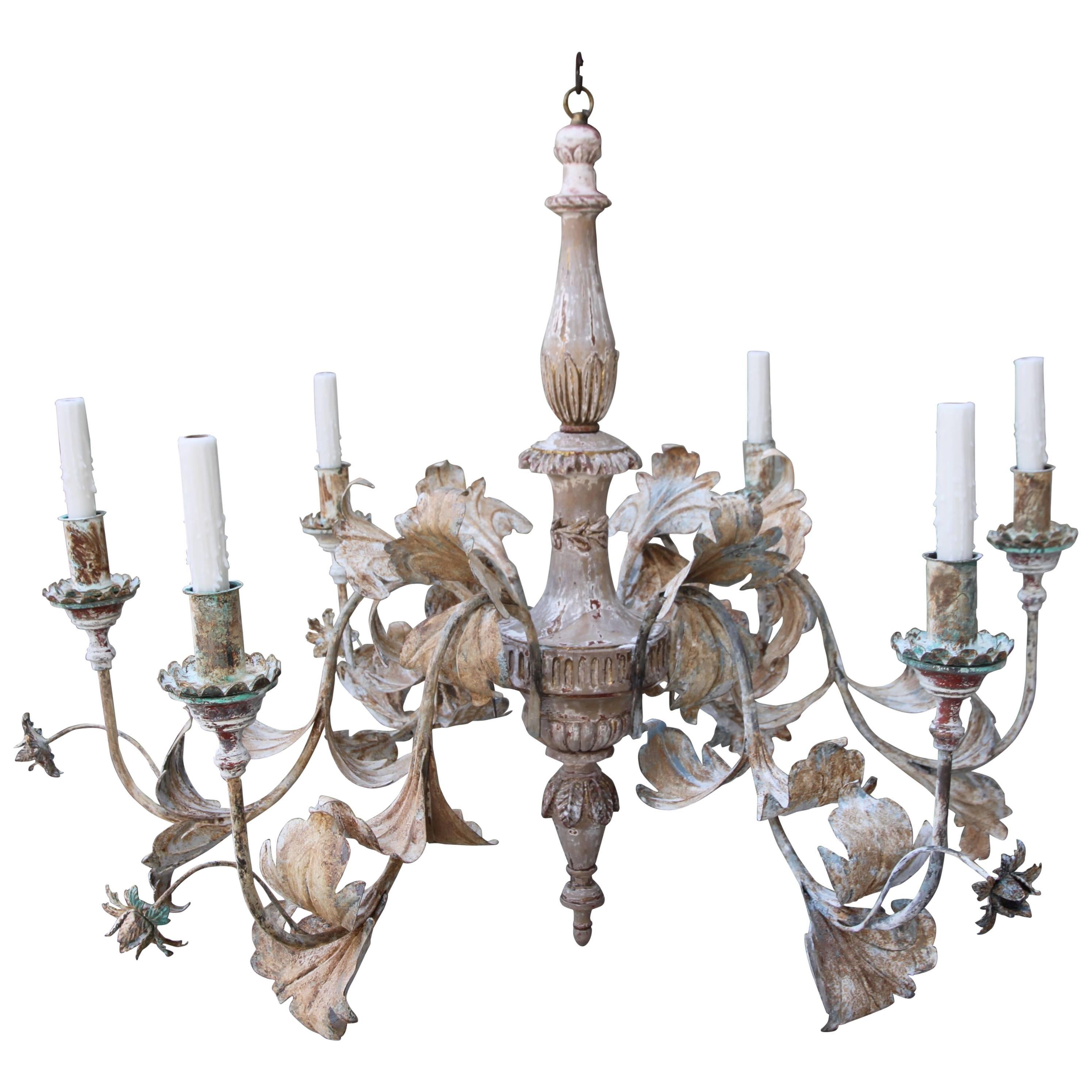 Wood and Iron Six-Light "Tivoli" Chandelier by Minton/Spidell