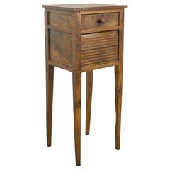 Antique French Tambour-Front Walnut Side Cabinet
