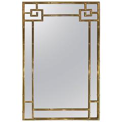 Rare Large "Brass" Faux Bamboo Italian Wall Mirror