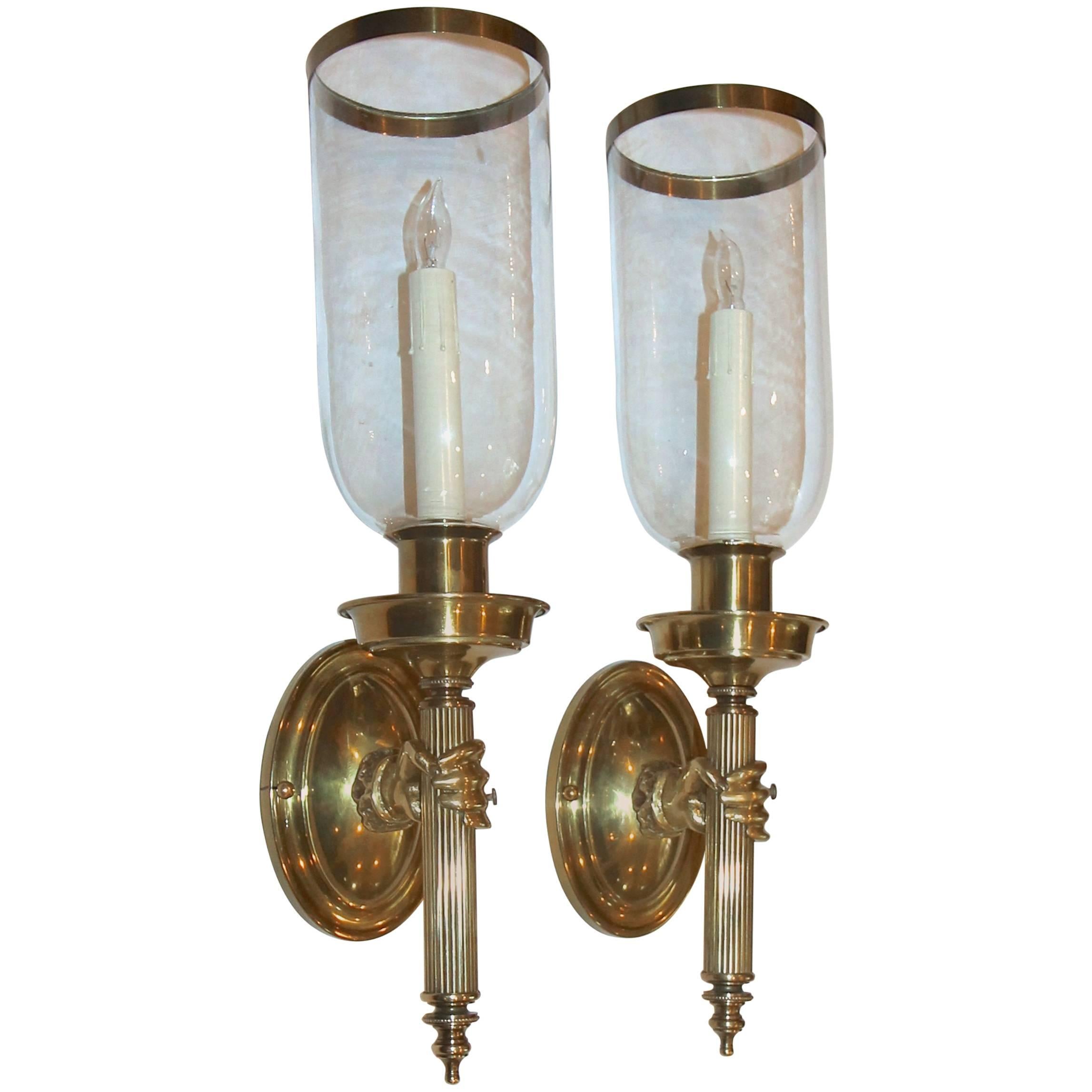 Large Hand Torch Bronze Wall Sconces