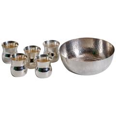 Eric Löfman Sterling Silver Cups with Inset Bowl, Punch or Cocktail Service