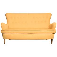 Theo Ruth Style Wingback Loveseat in Sunshine Yellow