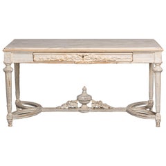 French Marble and Wood Center Table
