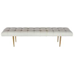 Stylish Gio Ponti Style Tufted Leather Bench, two available