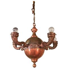 Arts & Crafts Brass and Copper Pendant Chandelier 7