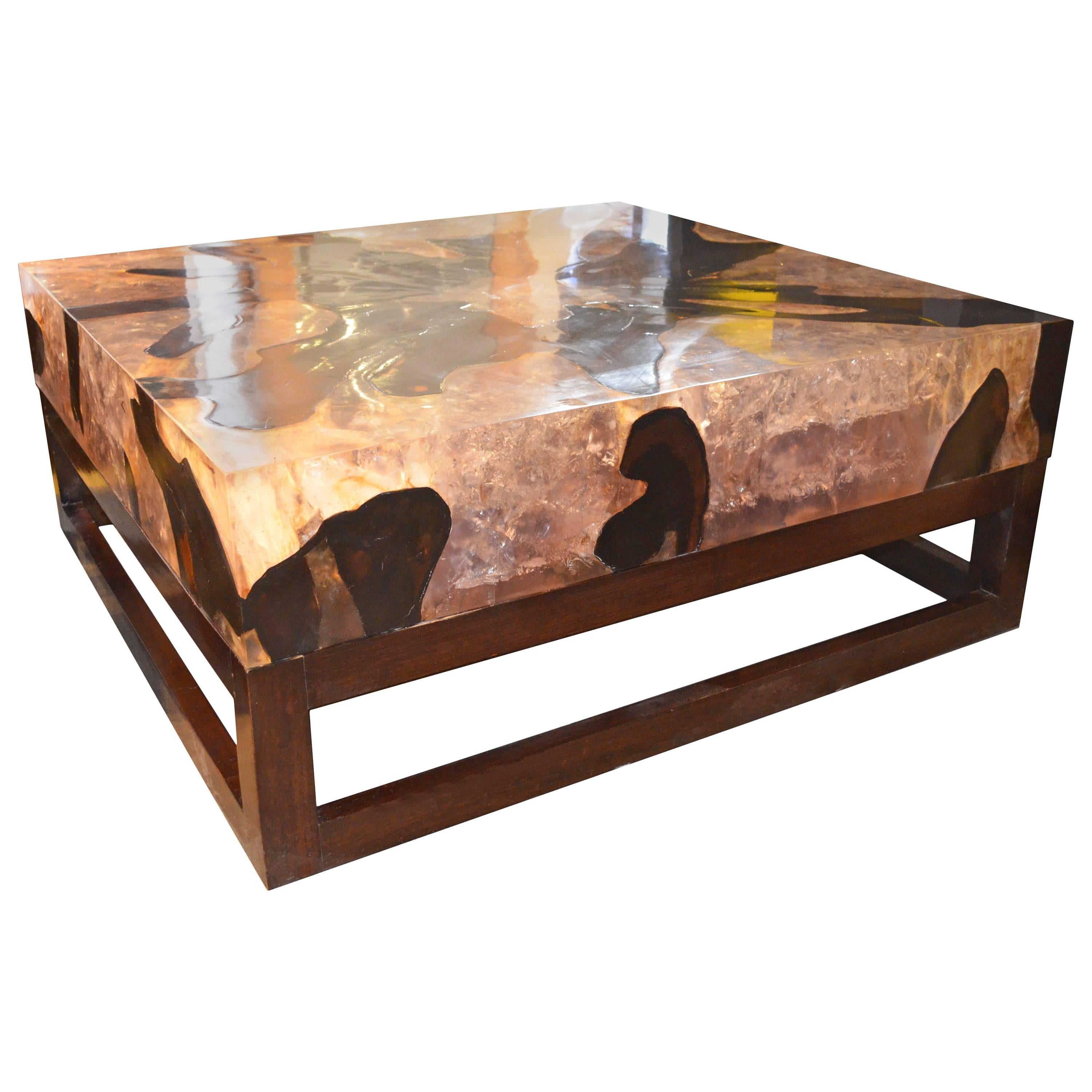 Andrianna Shamaris Cracked Resin Coffee Table For Sale