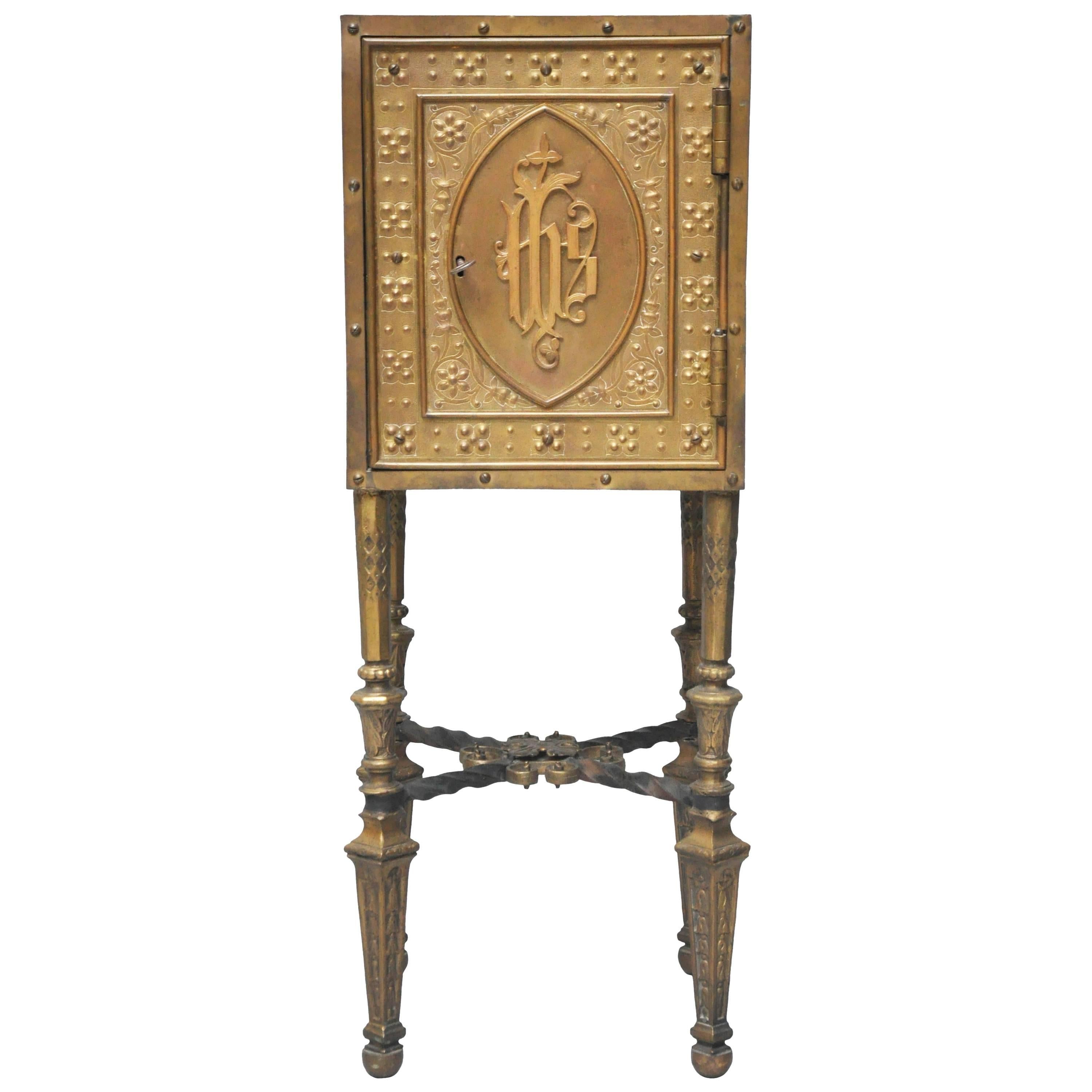 19th Century Bronze Tabernacle End Table For Sale