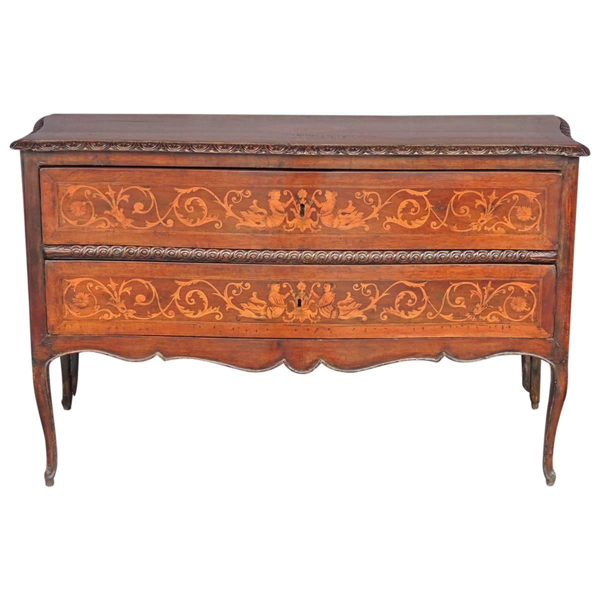 Late 18th Century Italian Baroque Walnut Commode 