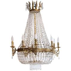 Antique Fifteen-Light French Empire Style "Corbeille" Chandelier