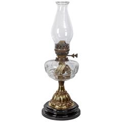 English 19th Century Cut Glass Oil Lamp