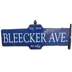 New York Street Sign 1950s Bleecker Ave. Mamaroneck, N.Y. "The Village" Est. 183