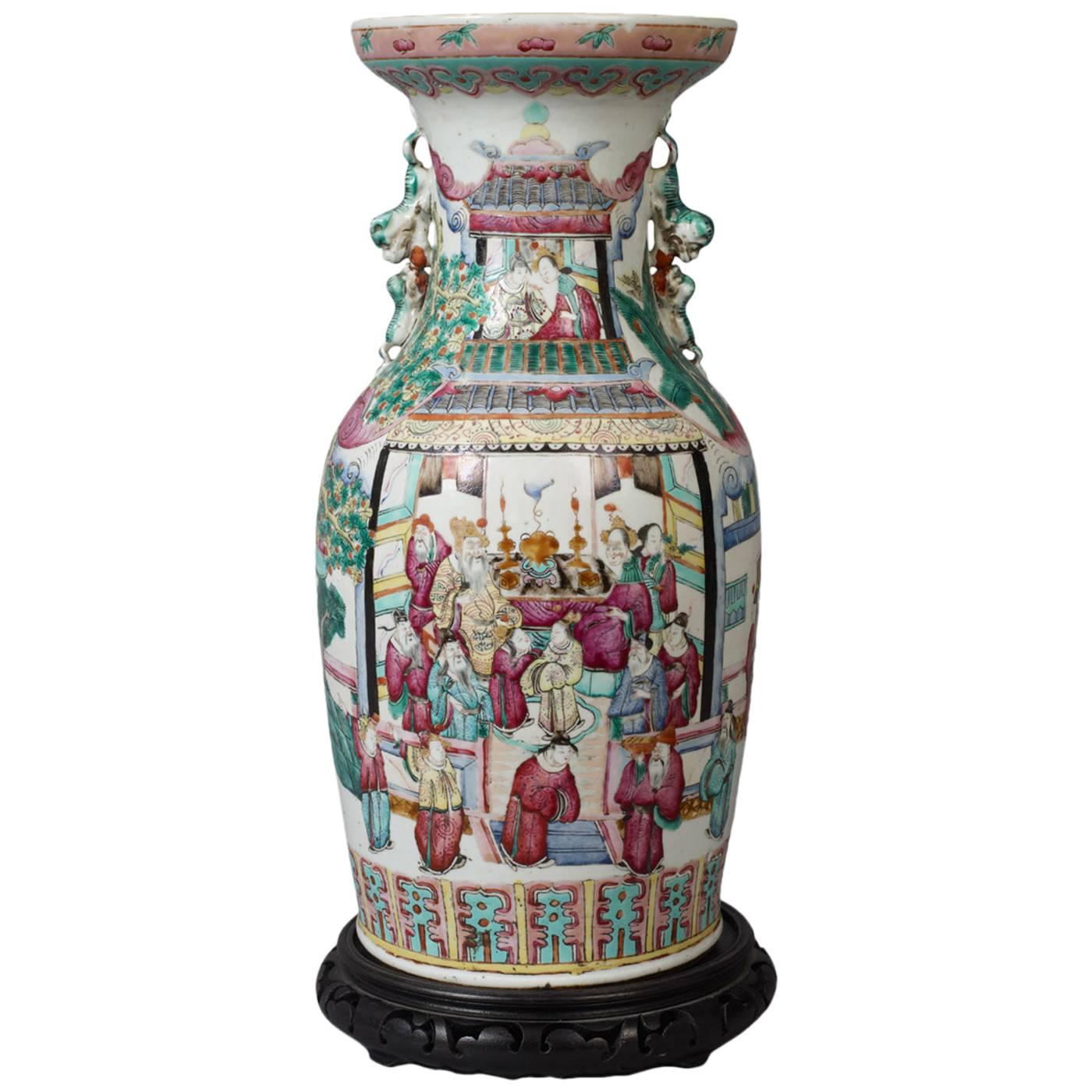 Famille-Rose Oriental Vase For Sale