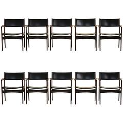 Rare Set of 10 Dining chairs by Hans Olsen for Frem-Rojle