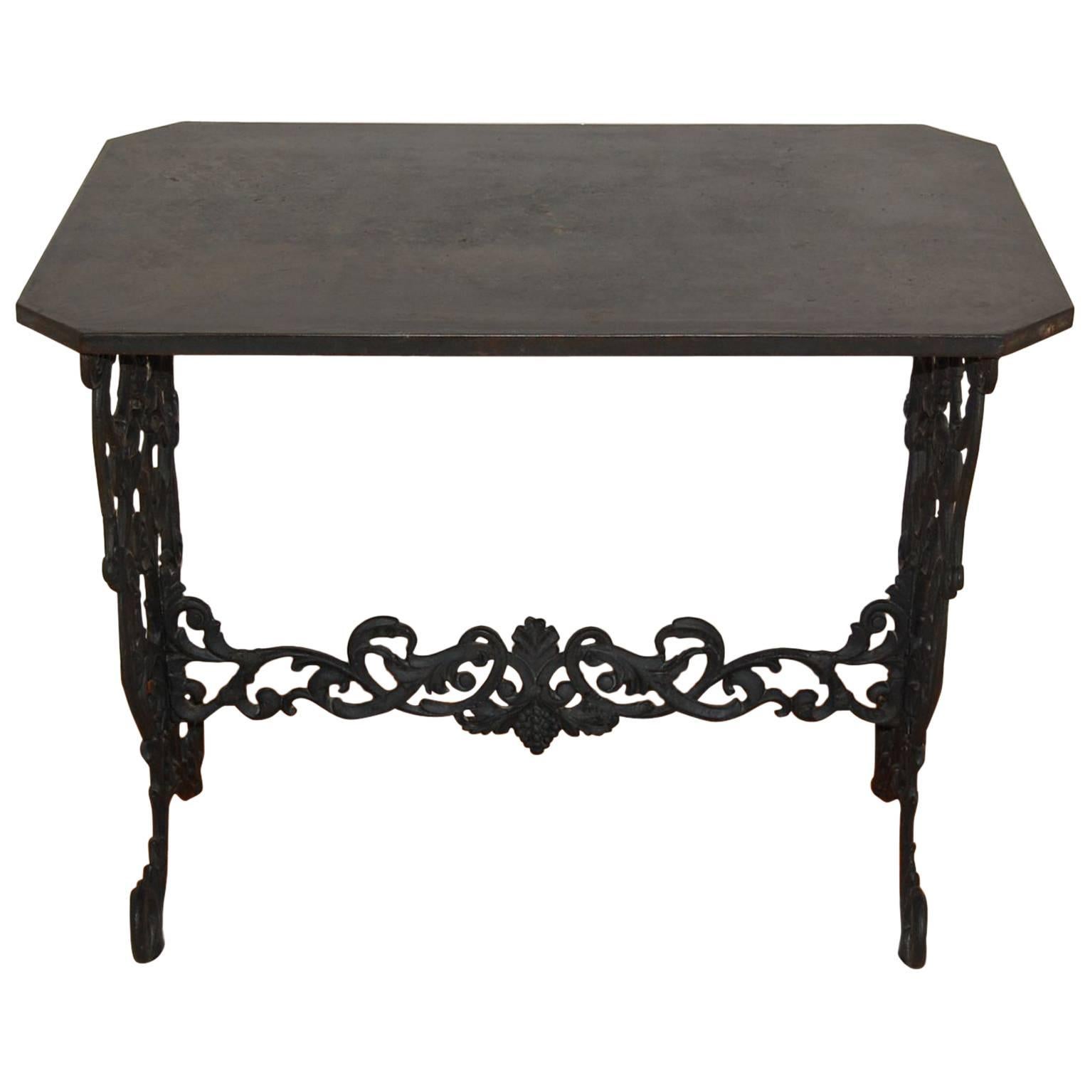 Cast Iron Table Base with Original Iron Top in the Style of Coalbrookdale For Sale