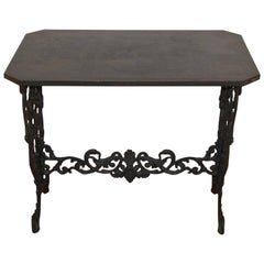 Cast Iron Table Base with Original Iron Top in the Style of Coalbrookdale