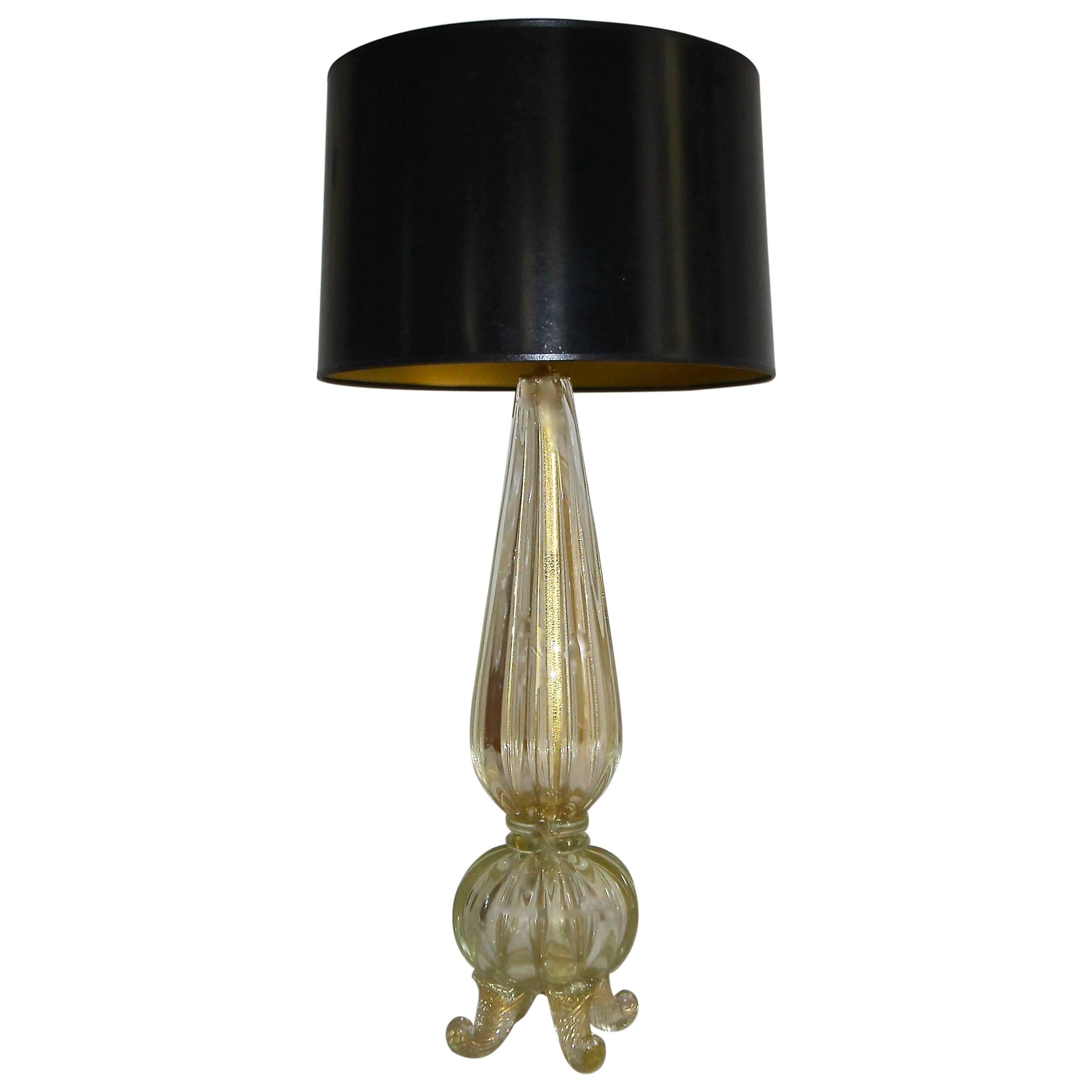 Barovier Murano Italian Gold Footed Table Lamp