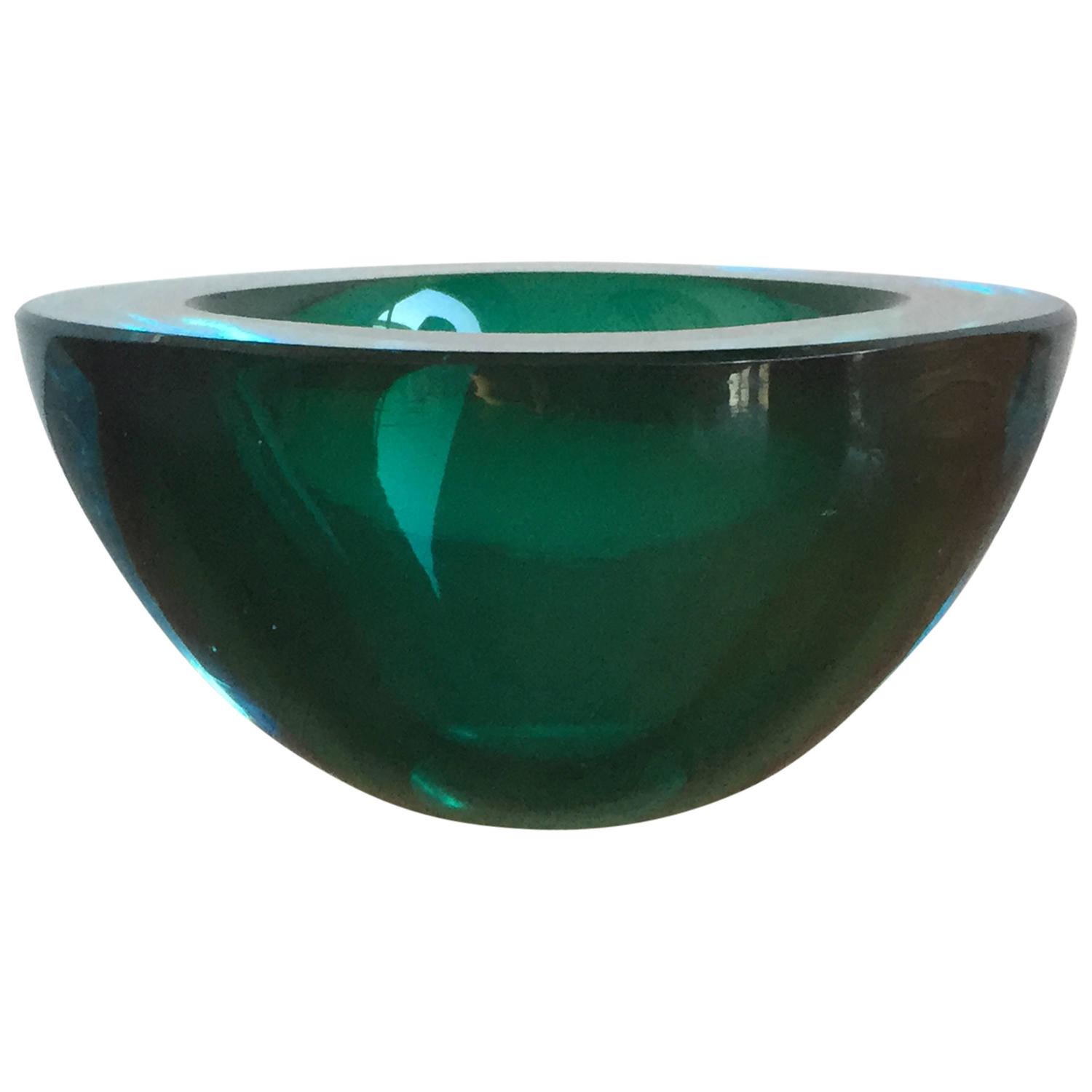 Petite Thick Murano Glass Bowl, Italy, 1960s at 1stdibs