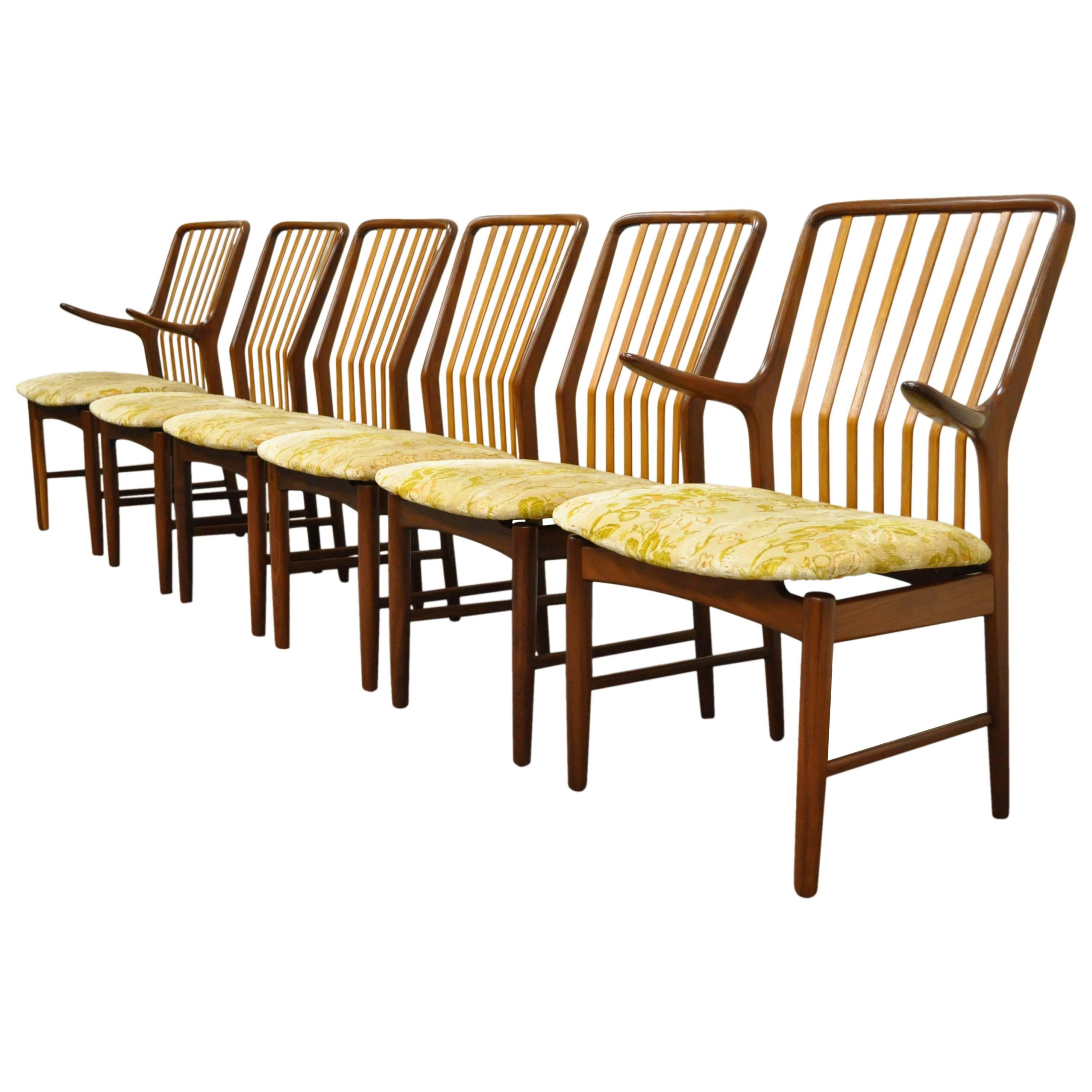 Set of Six Teak Danish Modern Dining Chairs by Svend A. Madsen for Moreddi For Sale