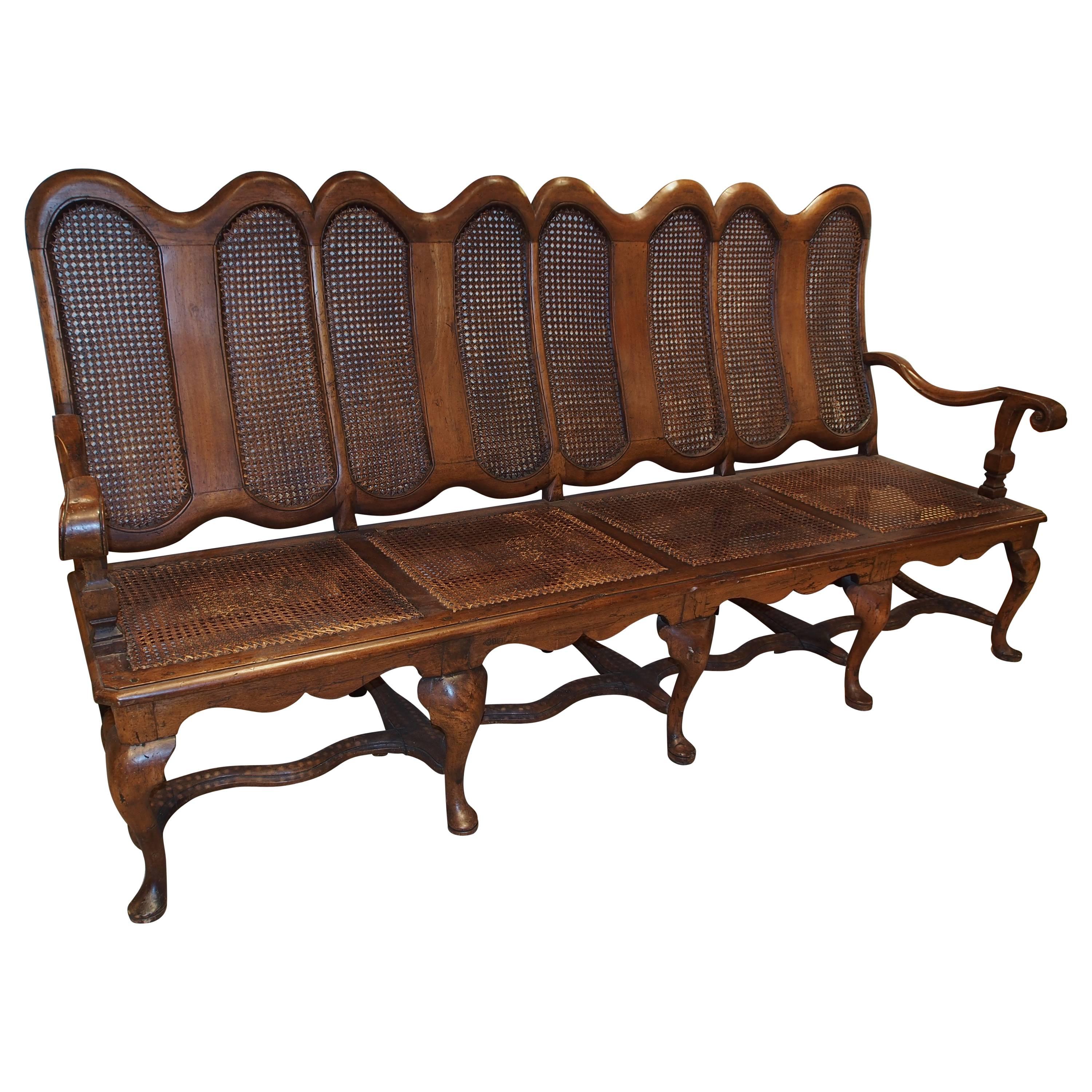 French Settee in Walnut and Cane For Sale
