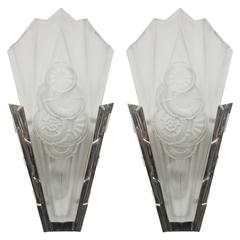 Pair of French Art Deco Wall Sconces Signed by Degue 8