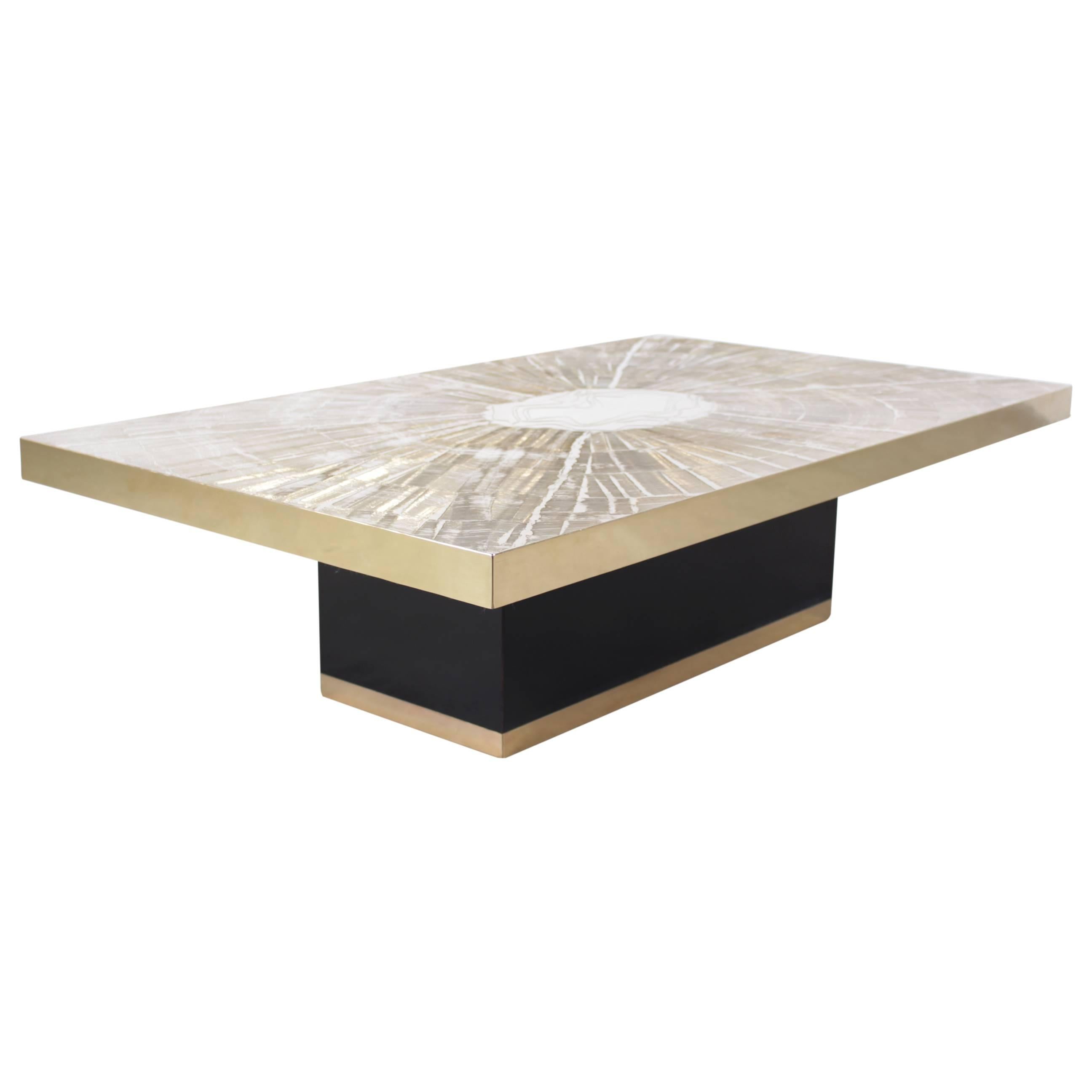 Sunburst Acid Etched Coffee Table by Albert Verneuil For Sale