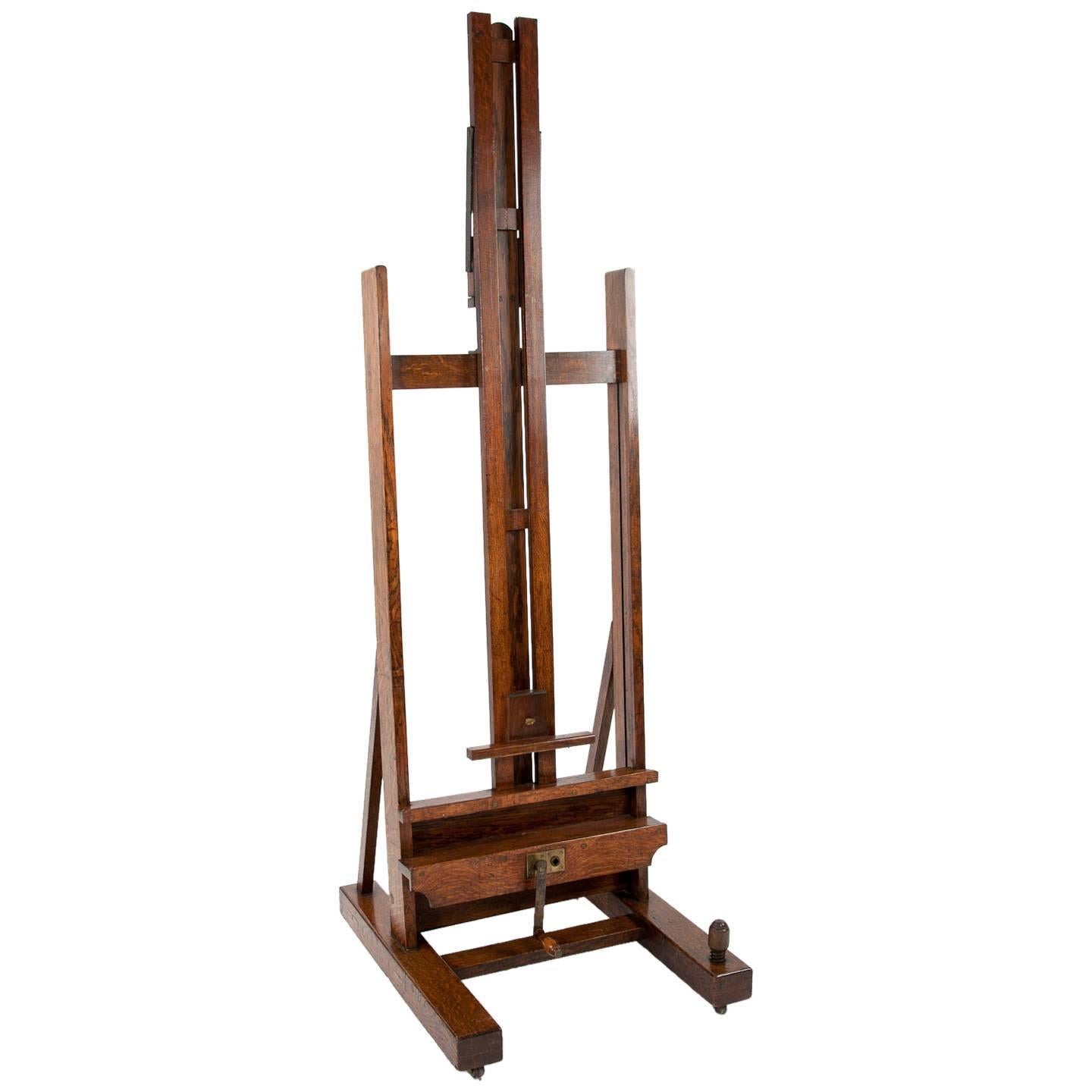 Large Victorian Oak Easel Winsor and Newton