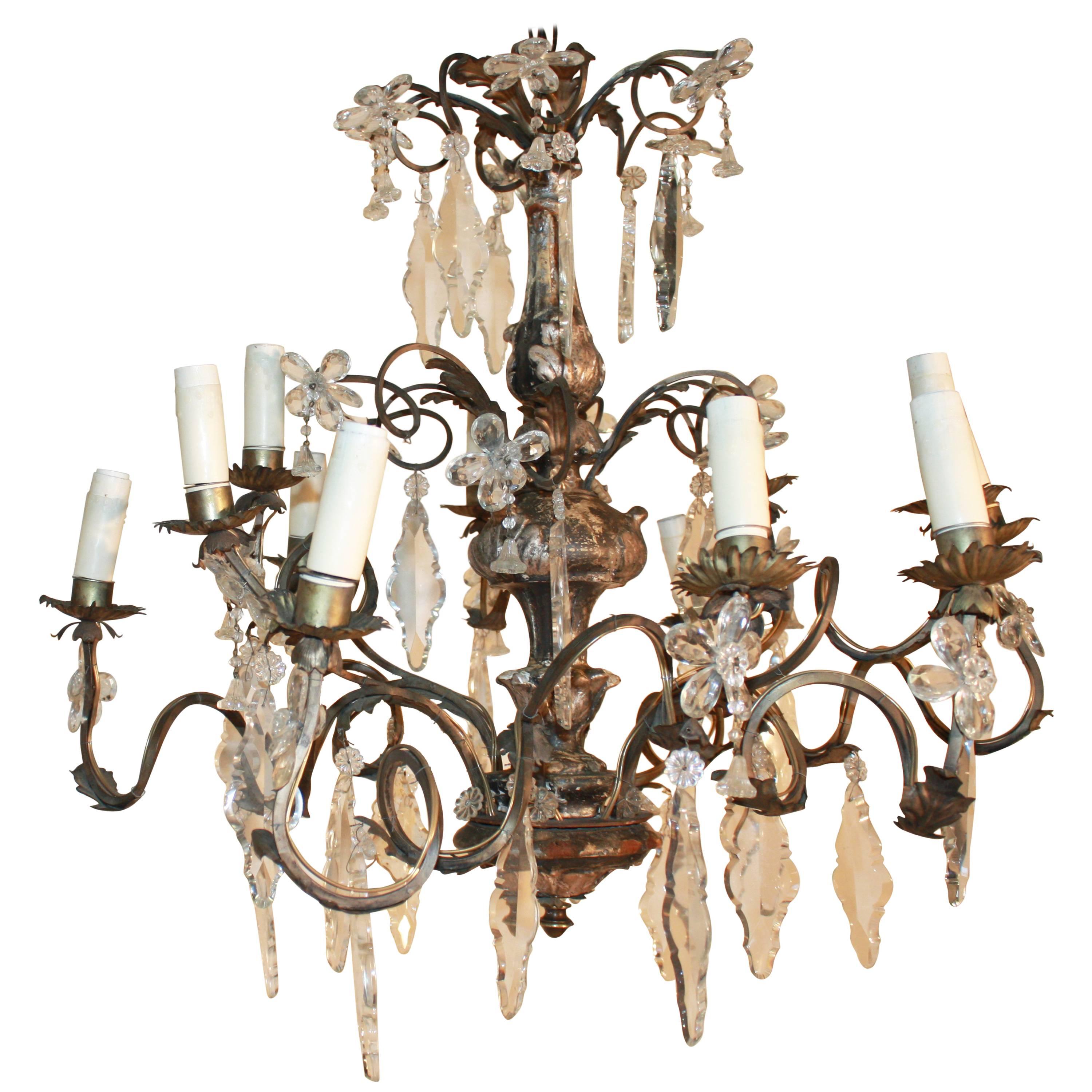 18th Century Italian Silver Giltwood Chandelier