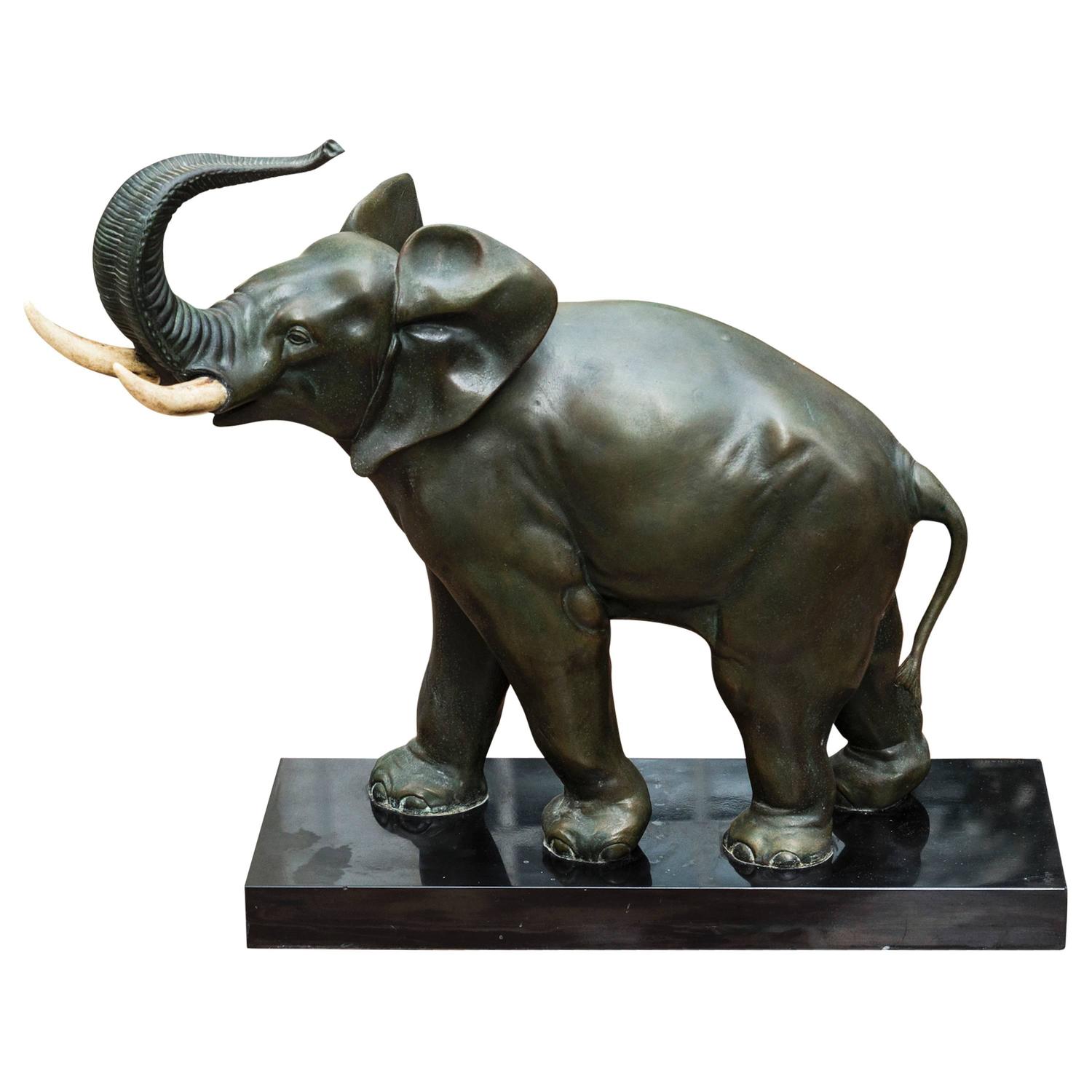 Irénée Rochard Art Deco Bronze Elephant Sculpture, France For Sale at