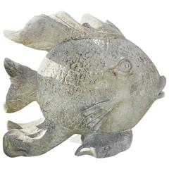 20th Century Large Limestone Fish Garden Statue