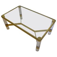 Karl Springer Lucite and Brass Cocktail Table