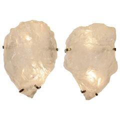 Pair of Natural Form Rock Crystal Quartz Sconces