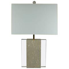 Retro Architectural Fossil Stone and Acrylic Lamp