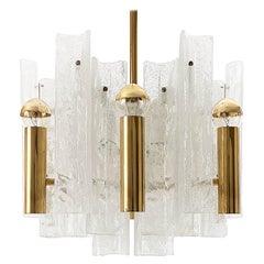 Vintage Kalmar Chandelier Brass and Glass, 1960s