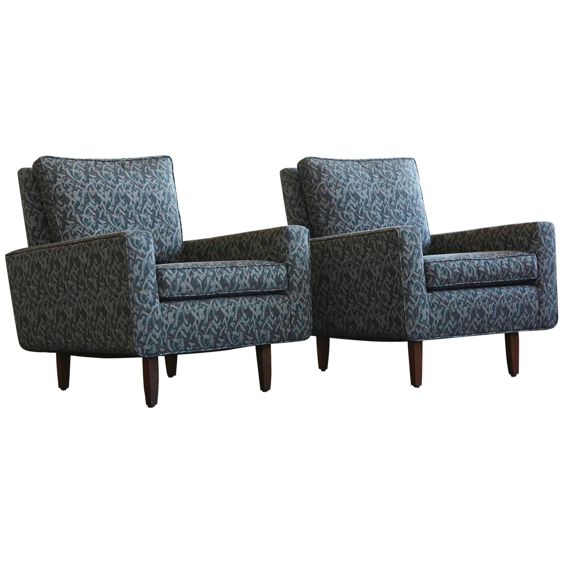 Pair of Early Florence Knoll Lounge Chairs from 1967, Reupholstered in the 1980s