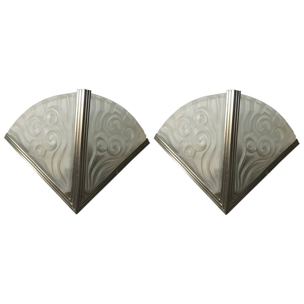 Paire d
appliques Art Déco françaises par Degue