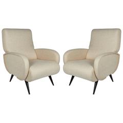 Pair of Exceptional Mid-Century Lounge Chairs in the Manner of Marco Zanuso