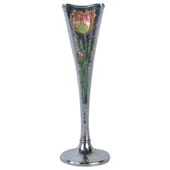 19th Century Gorham Art Nouveau Sterling Silver & Enamel Tulips Flaring Bud Vase 6
