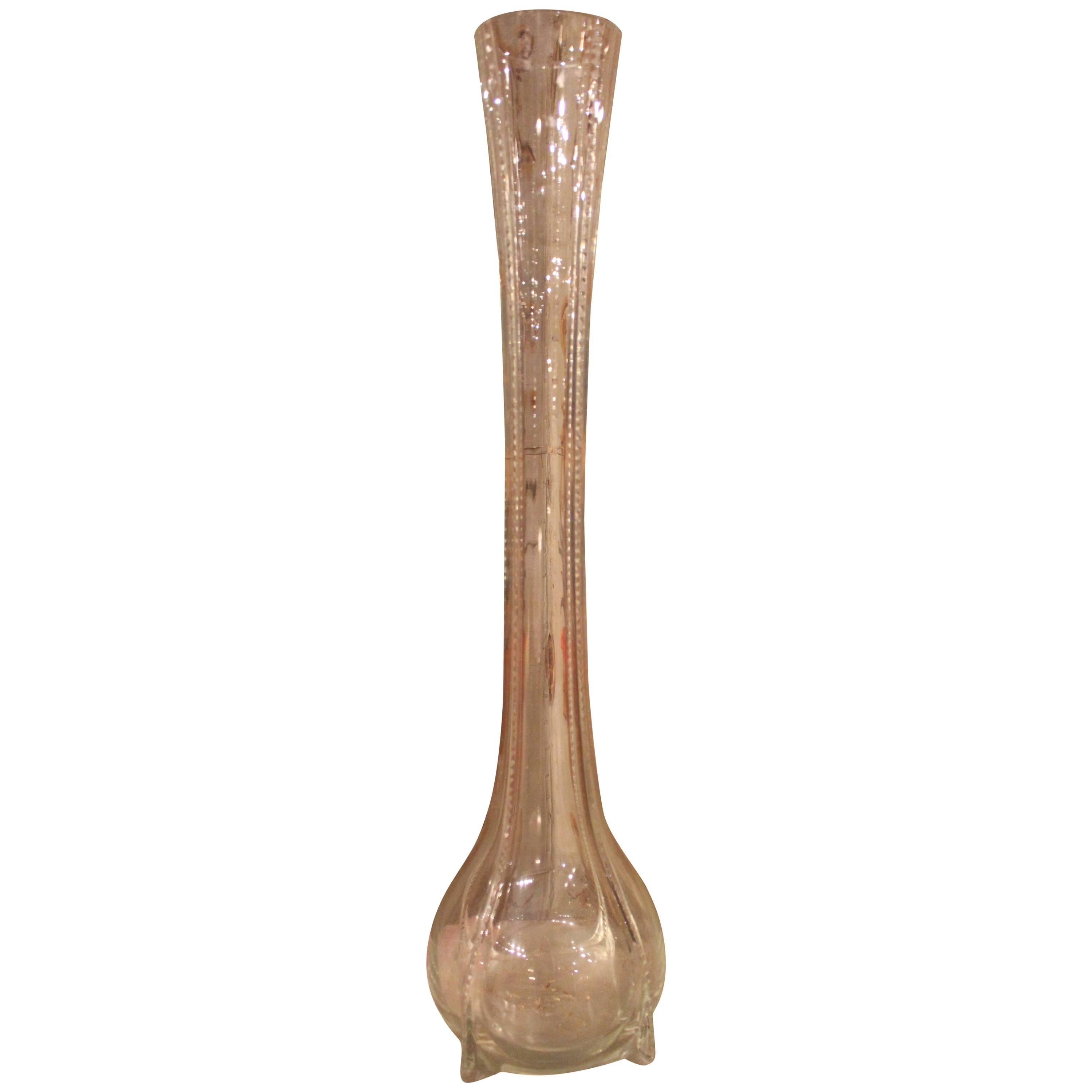 French Tall Glass Vase For Sale