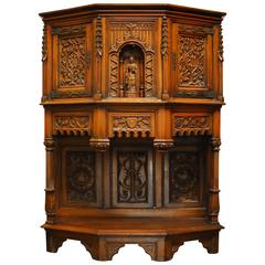 Antique 19th Century Belgian Grand Gothic Dressoir Cabinet