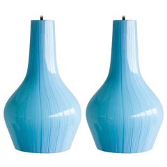 1960s Pair of Pendant Lamps by Massimo Vignelli for Venini, Murano, Italy