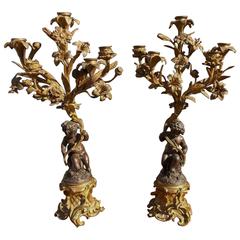 Pair of French Ormolu and Bronze Figural Candelabras, Circa 1830 8