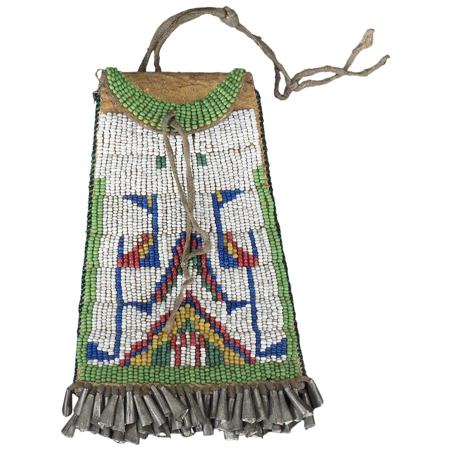 Antique Native American Beaded "Strike-A-Light" Bag, Sioux, 19th Century