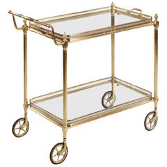 Mid-Century Modern Brass Drinks Trolley, Bar or Cocktail Cart by Maison Bagues