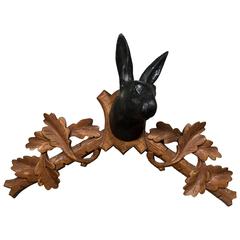 Black Forest Carved Mount of a Black Hare, Germany, Early 20th Century