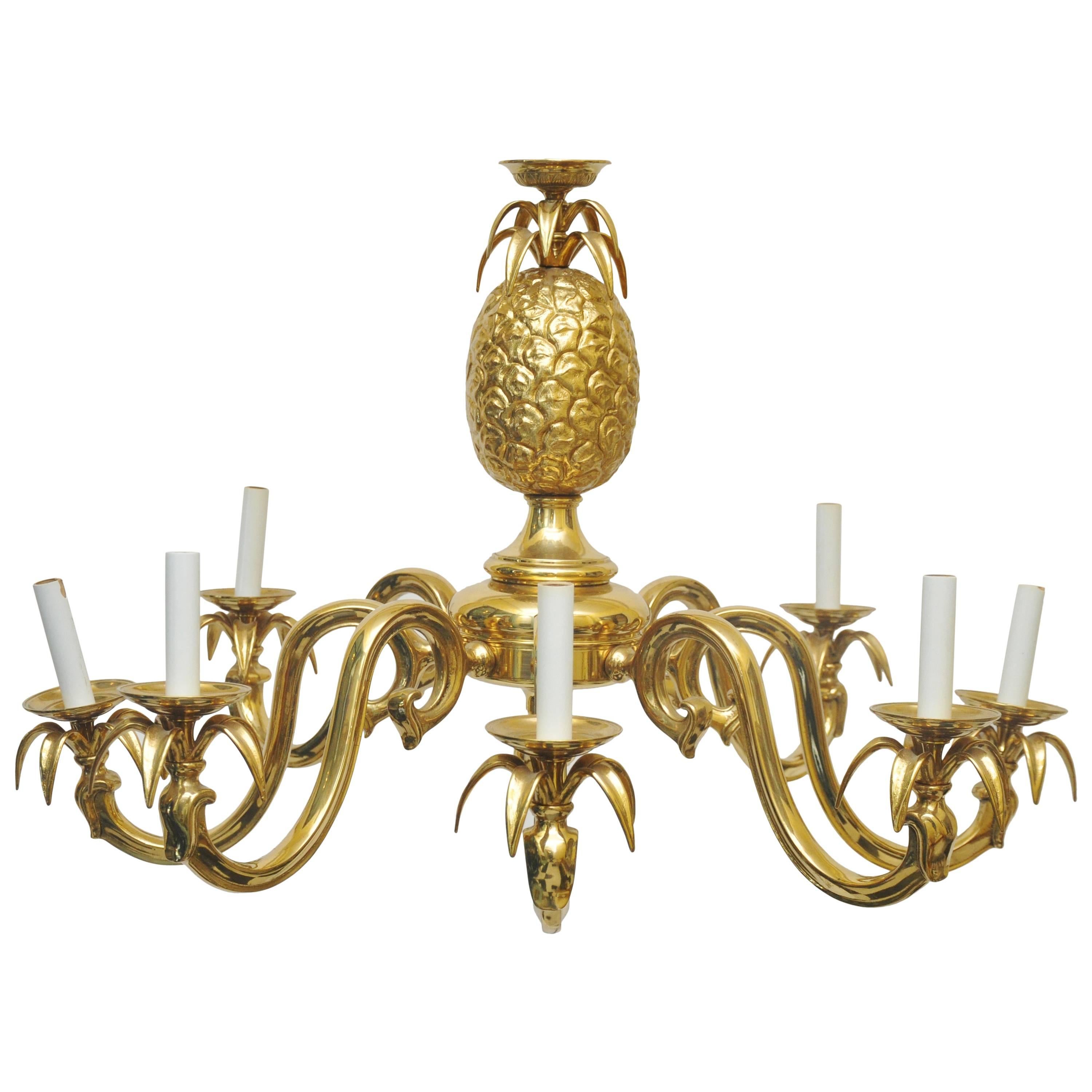 Large-Scale Solid Brass Pineapple Chandelier