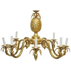 Large-Scale Solid Brass Pineapple Chandelier 12