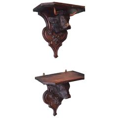 Pair of Carved Black Forest Wall Brackets Late 19th Century