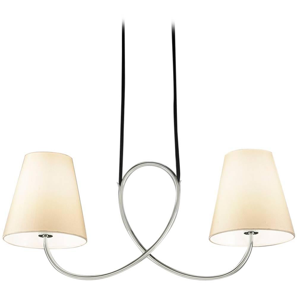 Kalmar Werkstätten Posthorn Pendant Polished Nickel Chandelier Light