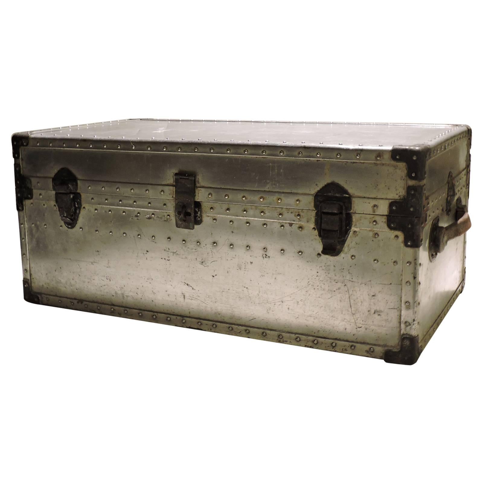 1940s Industrial Aluminum Riveted Trunk