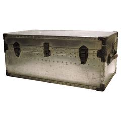 Vintage 1940s Industrial Aluminum Riveted Trunk